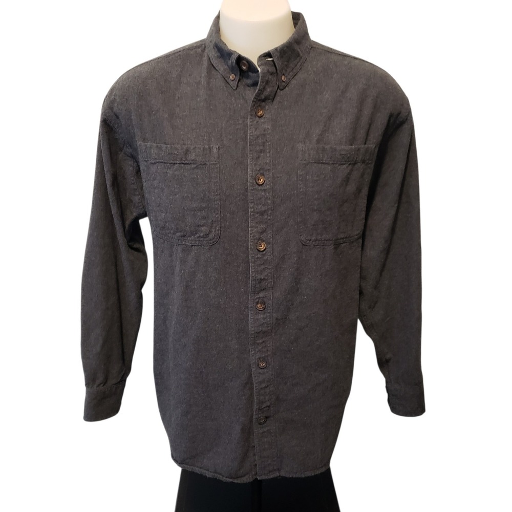 Duluth Trading Co Free Swingin Flannel Relaxed Fit Button Down Shirt XL Gray